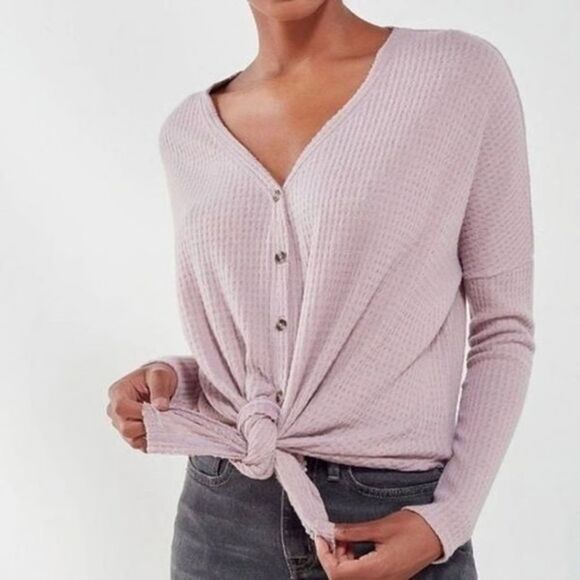 Urban Outfitters Out From Under Jojo waffle knit knot top small mauve purple - Picture 1 of 12